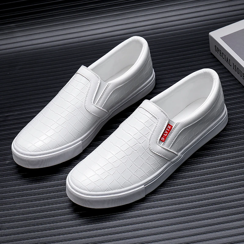 Home Barca - Clássico mocassins de couro branco homens