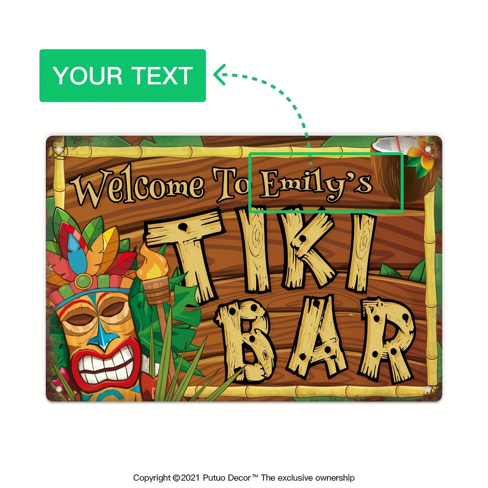 Home Bar Signs - Placa Decorativa Personalizada para Bar Tiki,