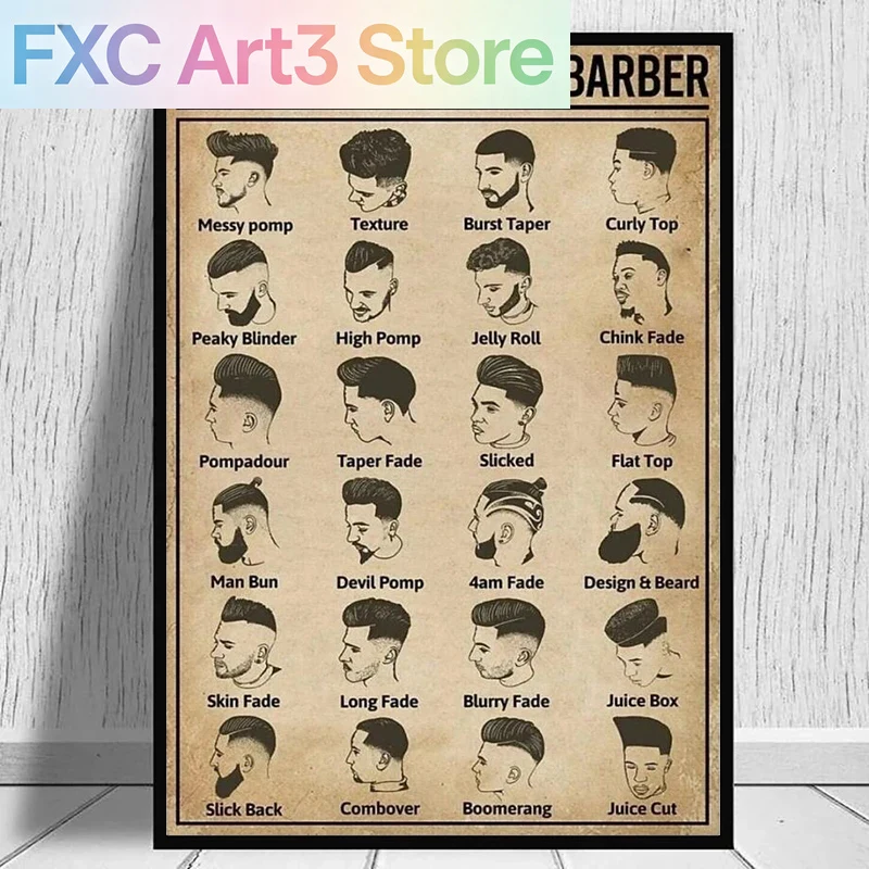 Pôster de barbeiro sem moldura - Home Barbershop avaliação e preço